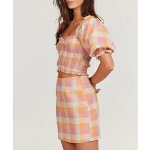 New CHARLIE HOLIDAY Anthropologie Women's Multicheck Andrea Mini Skirt Size 6